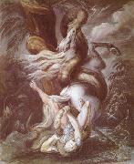 Henry Fuseli Horseman attacked by a giant snake oil painting artist